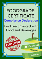 Food Grade Contact Declaration of compliance for Disperlith Foodgrade Elastic,