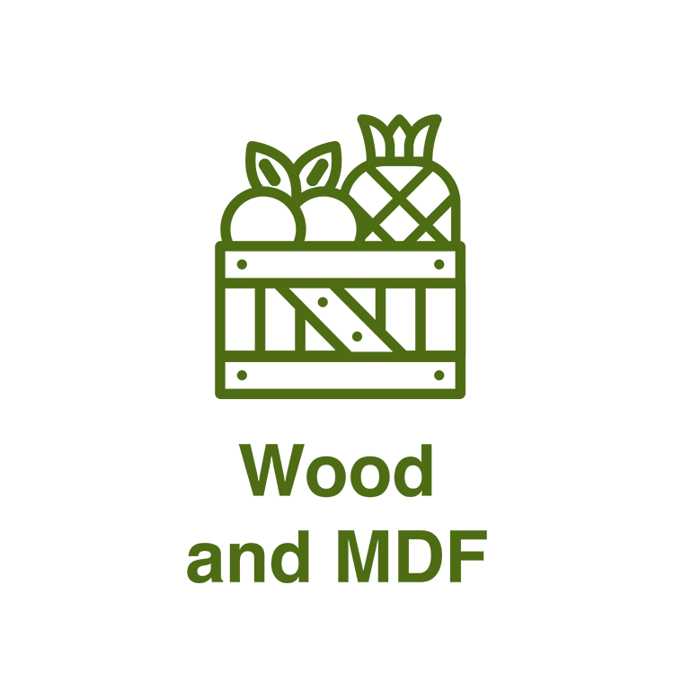 Coatings for wood packaging, MDF and other plant fibre derivatives.